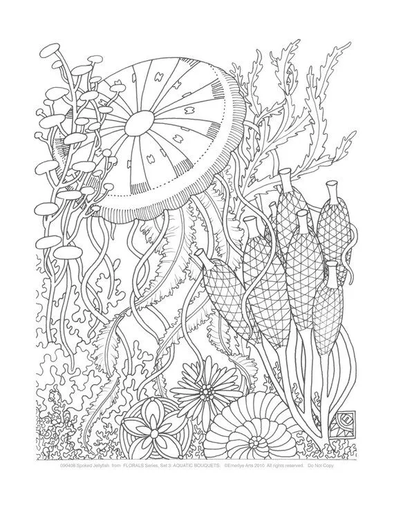 Adult Coloring Pages Aquatic Bouquets Set of 8 by emerlyearts Adult Coloring Pages Aquatic Bouquets Set of 8 by emerlyearts