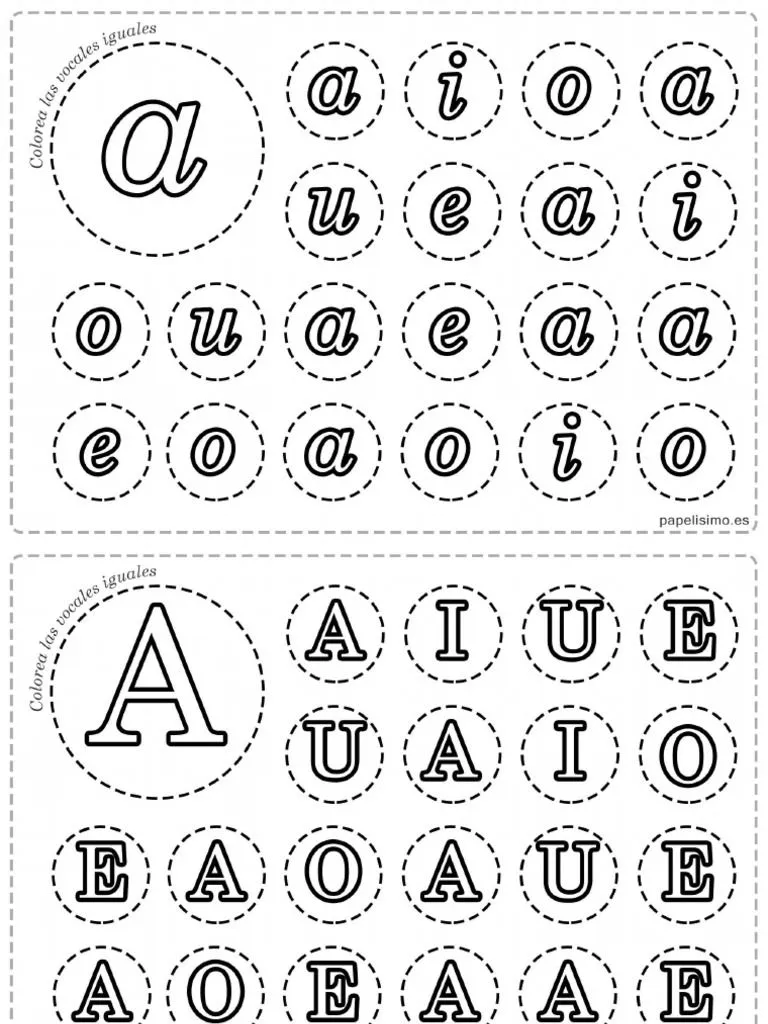 AEIOU Vocales para Imprimir y Colorear Minusculas y Mayusculas Buscar Iguales PDF | PDF AEIOU Vocales para Imprimir y Colorear Minusculas y Mayusculas Buscar Iguales PDF | PDF