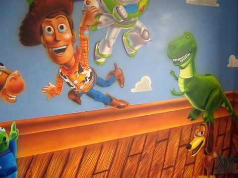 Aerografia Habitación Mural toy story - YouTube