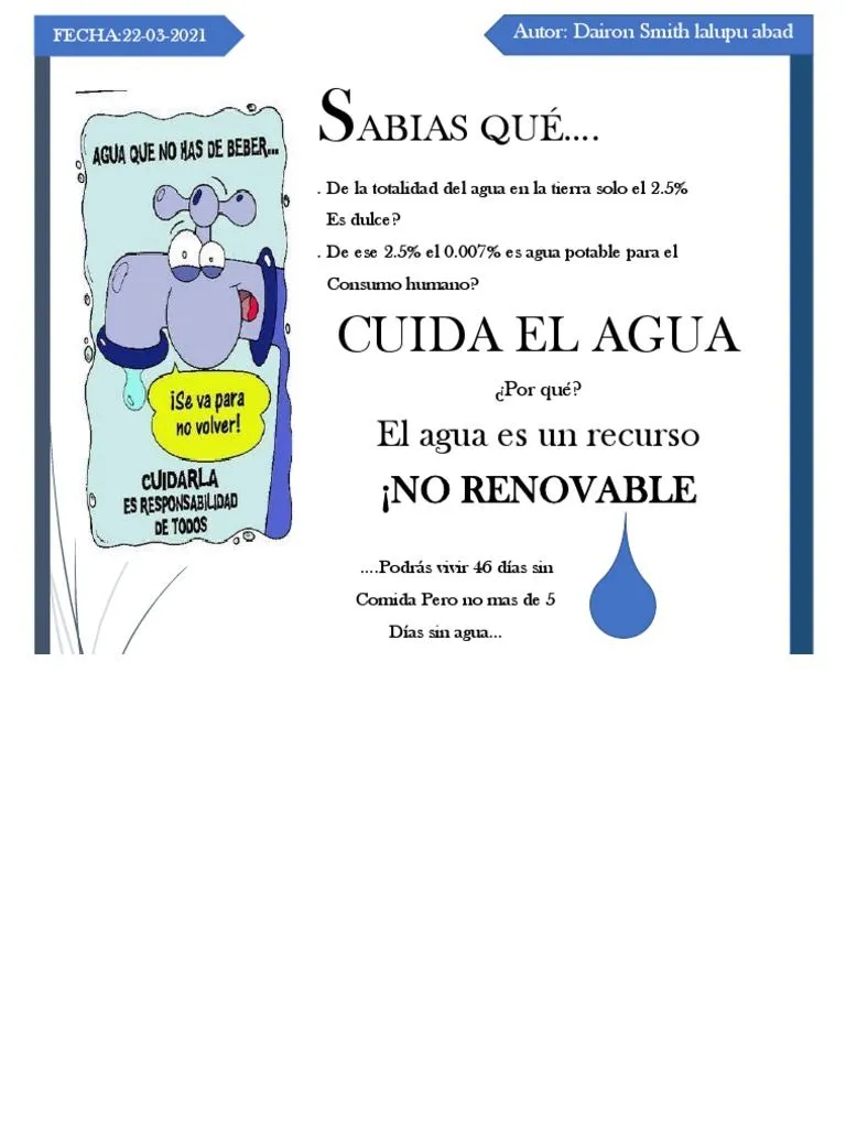 Afiche Sobre El Cuidado Del Agua | PDF
