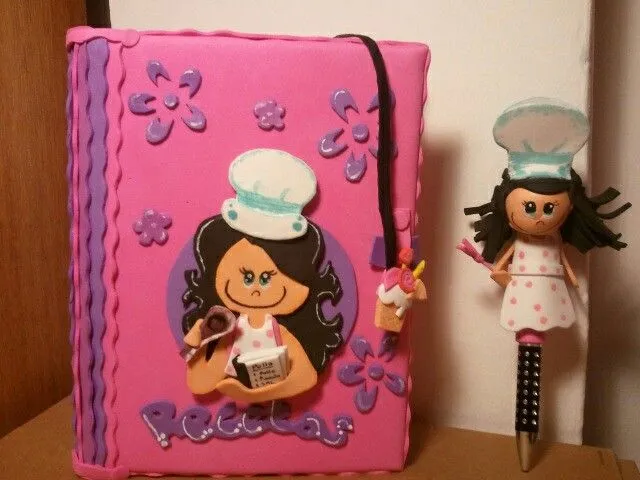 Agenda decorada de goma eva. cocinera | Goma eva plana | Pinterest