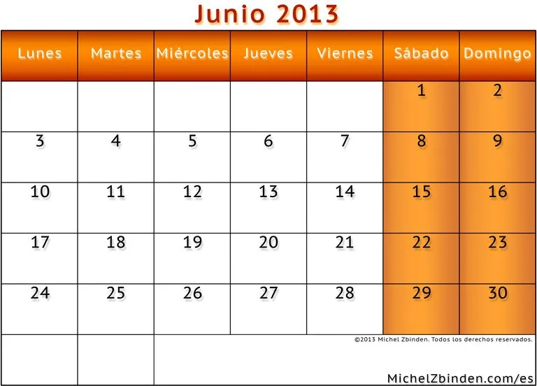 Calendario mes de junio - Imagui