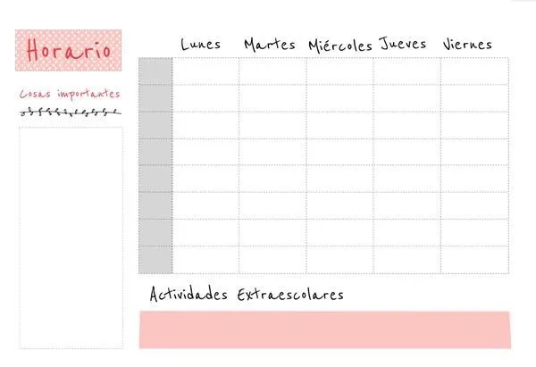 Plantilla horario escolar para imprimir. Hay más en: http ...