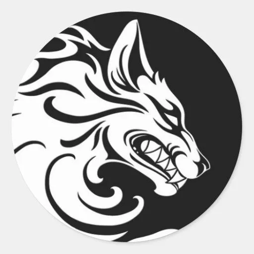 Aggressive White and Black Tribal Wolf Classic Round Sticker | Zazzle Aggressive White and Black Tribal Wolf Classic Round Sticker | Zazzle