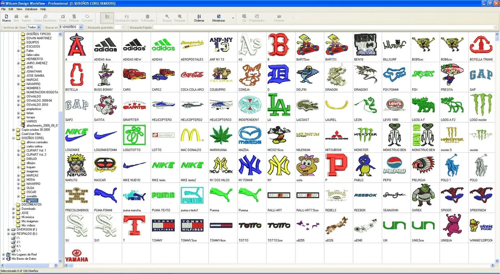 106 Diseños Bordados, Variados, Cartoons, Marcas, Logos y Mas [EMB ...