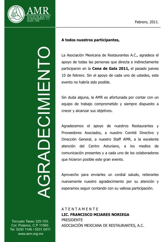 AGRADECIMIENTO | Cena de Gala AMR 2011 | Blog de la Asociación ... AGRADECIMIENTO | Cena de Gala AMR 2011 | Blog de la Asociación ...