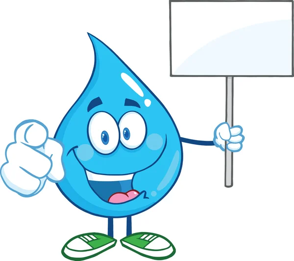 Agua gota personaje sosteniendo un cartel en blanco — Foto stock ... Agua gota personaje sosteniendo un cartel en blanco — Foto stock ...