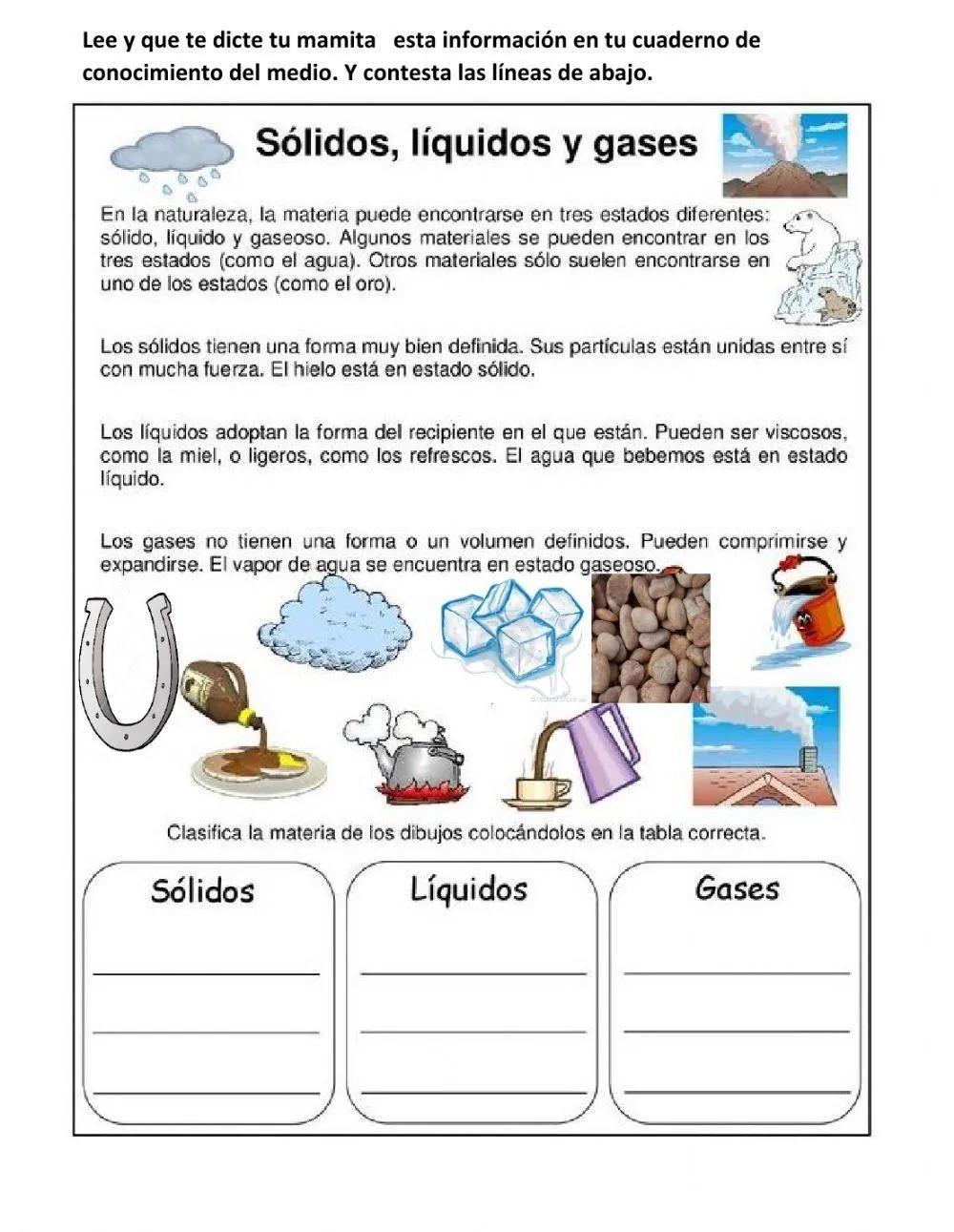 Estados del agua online pdf worksheet | Live Worksheets