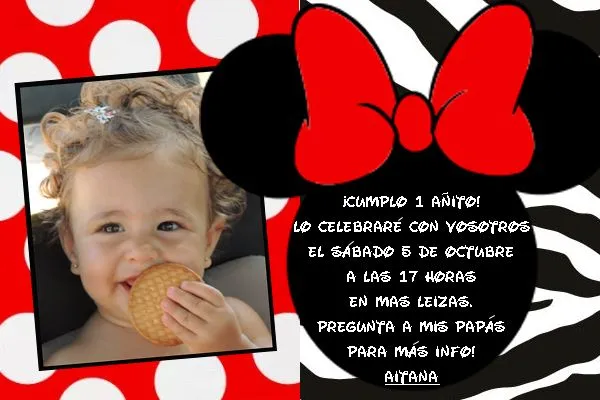 INVITACIONES MI PRIMER AÑO MINIE - Imagui