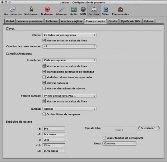Ajustes de partitura