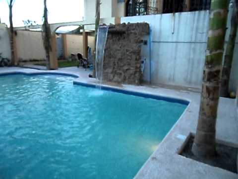 Alberca con fuente y cortina de agua - YouTube Alberca con fuente y cortina de agua - YouTube