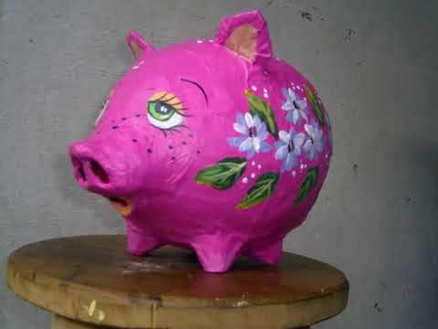 ALCANCIA DE PAPEL MACHE por EVELYN MENDEZ PORTUGUEZ - YouTube