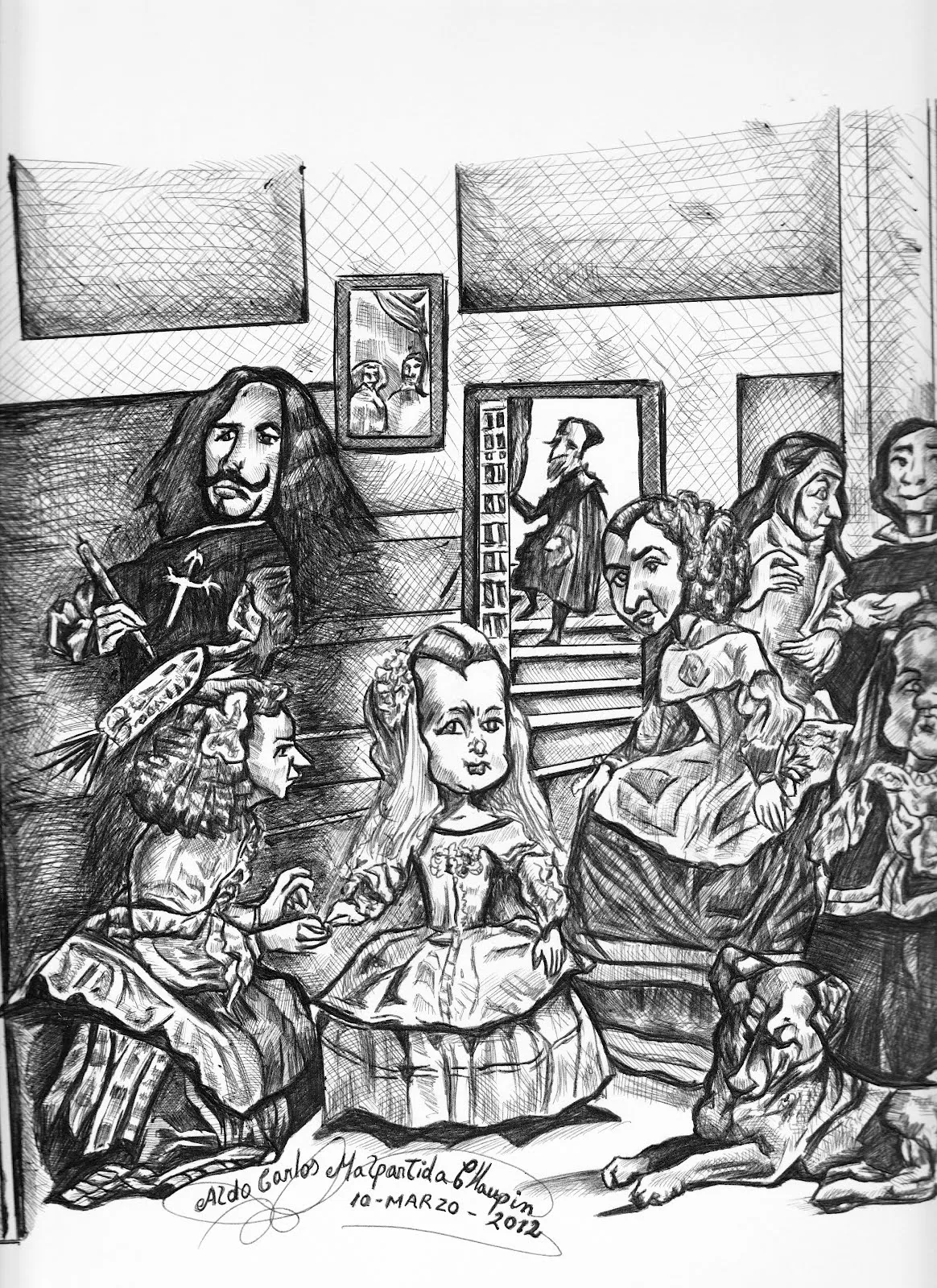 Aldo Dibujo Pintura y Artes: Caricatura del Cuadro: “Las Meninas ...