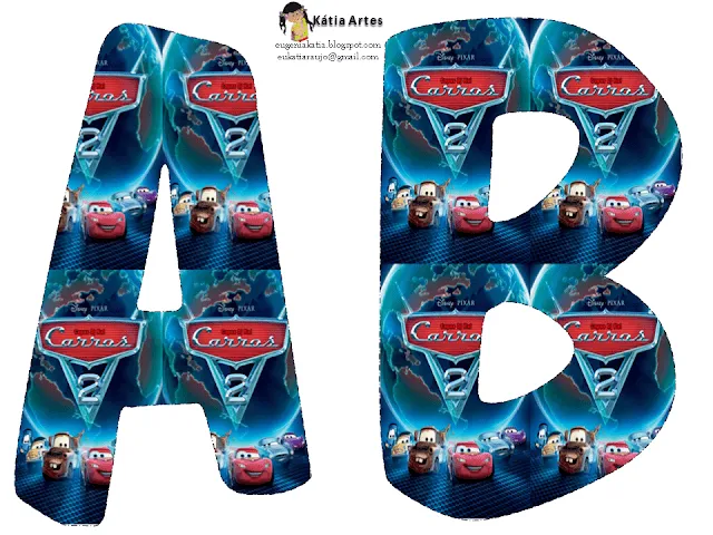 Alfabeto de Cars en fondo azul. | Oh my Alfabetos!