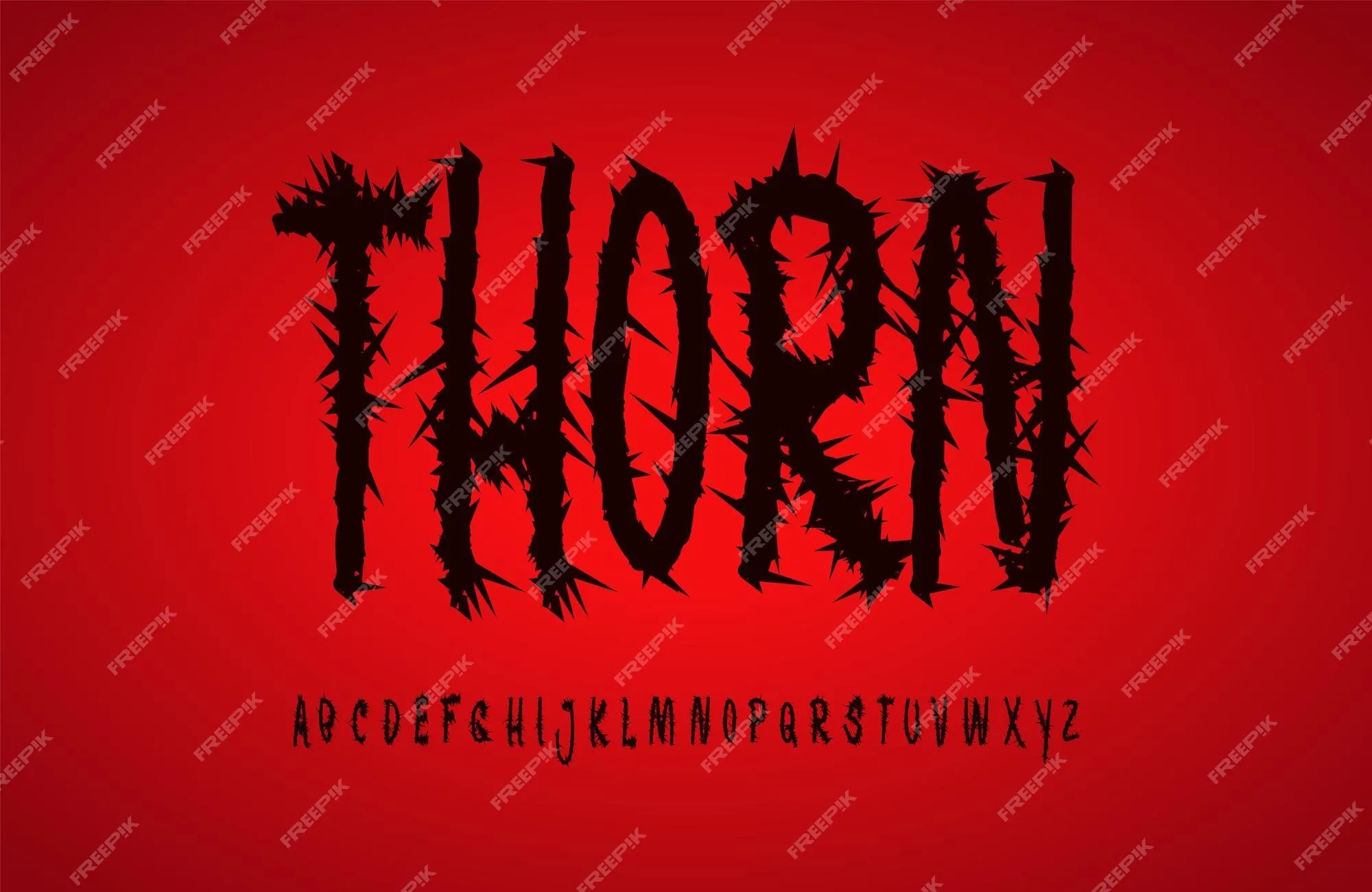 Alfabeto de espinas letras ominosas negras con espinas como ramas de brezo espinoso fuente de efecto espeluznante y aterrador para titular de terror y logotipo fuente de halloween sobre fondo rojo diseño Alfabeto de espinas letras ominosas negras con espinas como ramas de brezo espinoso fuente de efecto espeluznante y aterrador para titular de terror y logotipo fuente de halloween sobre fondo rojo diseño