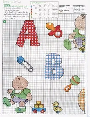 Alfabeto infantil en punto de cruz | Punto de cruz Alfabeto infantil en punto de cruz | Punto de cruz