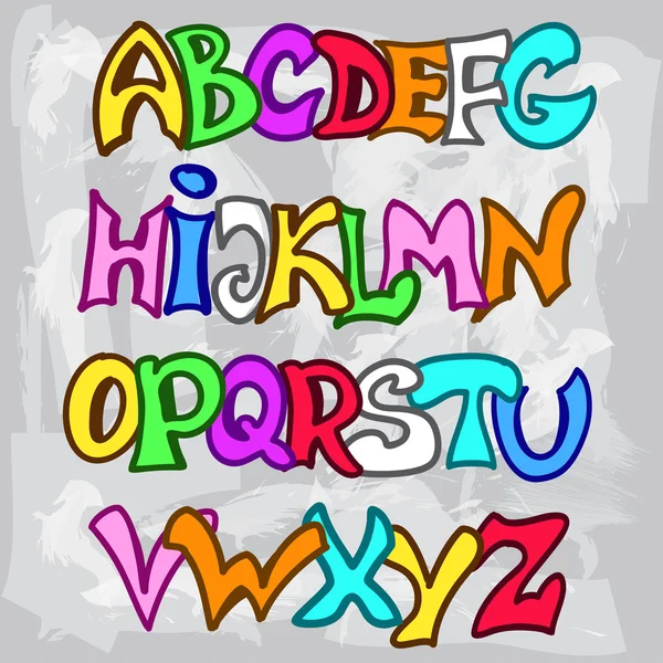 Alfabeto inglés en estilo graffiti — Vector stock © Lemuur #43058027 Alfabeto inglés en estilo graffiti — Vector stock © Lemuur #43058027