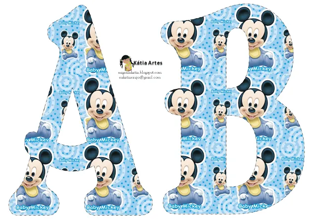 Alfabeto de Mickey Bebé en fondo celeste. | Oh my Alfabetos! Alfabeto de Mickey Bebé en fondo celeste. | Oh my Alfabetos!