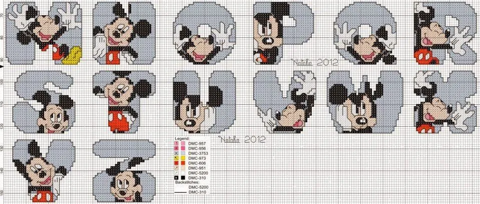 Abecedario de Minnie Mouse en punto de cruz - Imagui