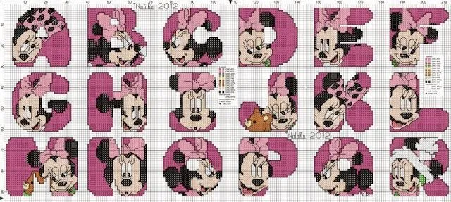 Alfabeto de Minnie para bordar o punto de cruz. | Punt de creu ... Alfabeto de Minnie para bordar o punto de cruz. | Punt de creu ...