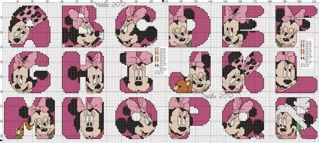 Alfabeto de Minnie para bordar o punto de cruz. | Oh my Alfabetos! Alfabeto de Minnie para bordar o punto de cruz. | Oh my Alfabetos!