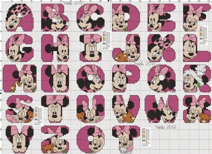 Alfabeto de Minnie para bordar o punto de cruz. - Oh my Alfabetos!