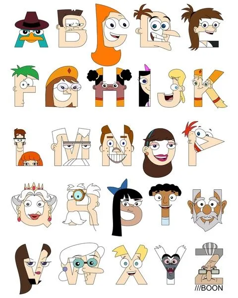 Alfabeto de los personajes Phineas y Ferb. | Oh my Alfabetos!