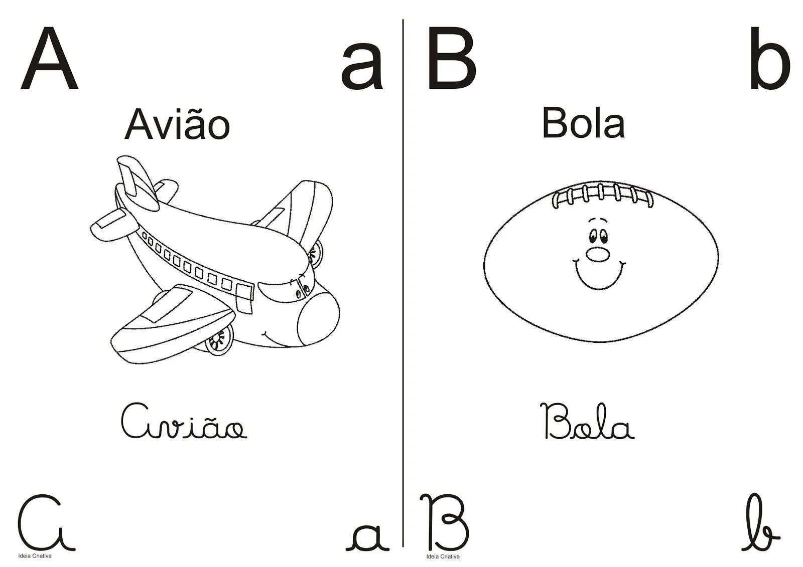 Alfabeto pra Colorir 4 Meio Ofício / Bastão e Cursiva | Ideia ... Alfabeto pra Colorir 4 Meio Ofício / Bastão e Cursiva | Ideia ...