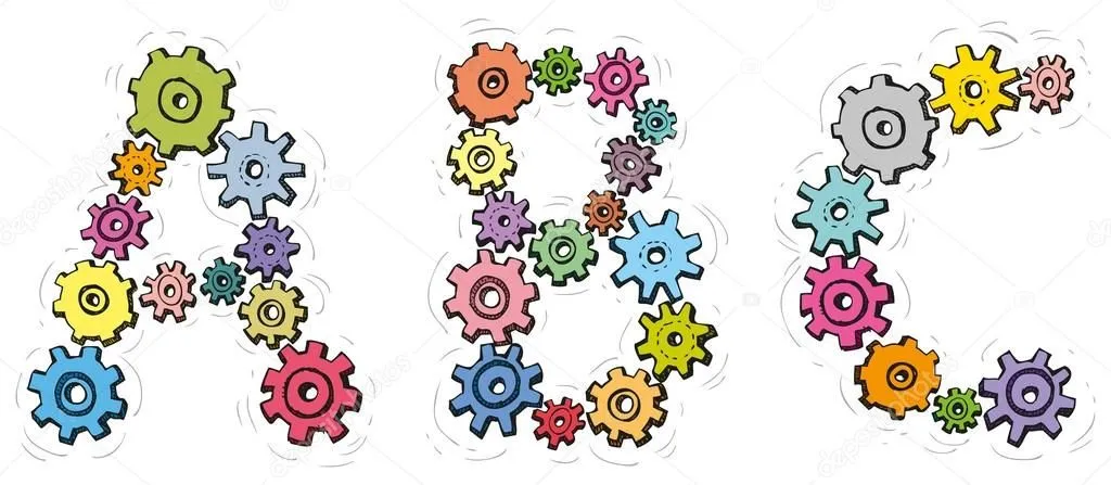 Alfabeto vectorial de caricatura Letras de engranajes de giro ... Alfabeto vectorial de caricatura Letras de engranajes de giro ...