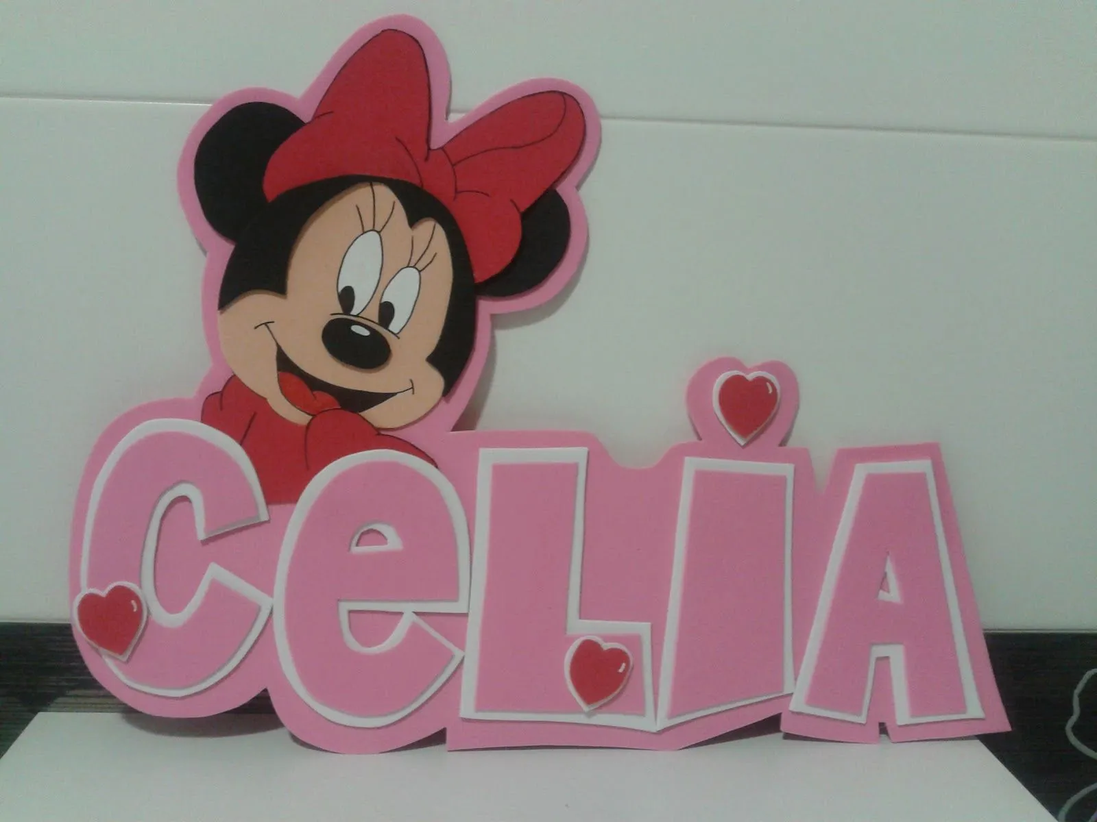 ALFILERES DE BODA MARTOS: Minnie Mouse en goma eva. con nombre celia ALFILERES DE BODA MARTOS: Minnie Mouse en goma eva. con nombre celia