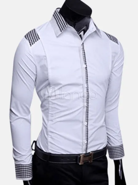 Algodón mangas largas propagación cuello moda camisa Casual para ... Algodón mangas largas propagación cuello moda camisa Casual para ...
