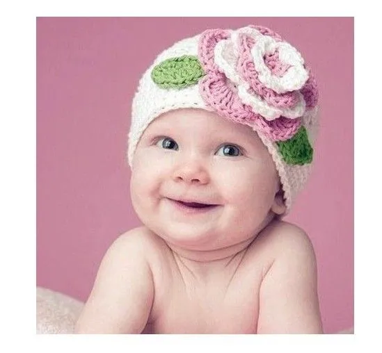 Encantadora del bebé del ganchillo de la flor del sombrero tejido ...