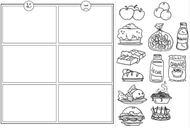 Alimentos nutritivos para colorear - Imagui