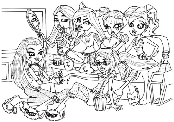 Pajama Party Monster High Coloring Sheet