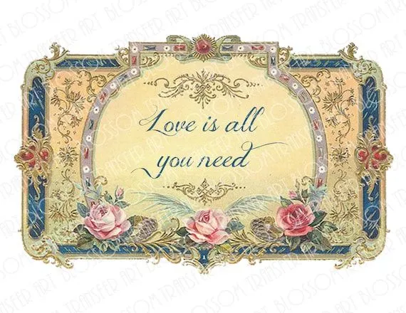 All you need is love Imagen Vintage para por BlossomTransferArt