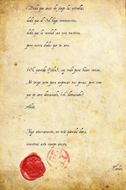 Más allá del amor: Carta de Hamlet a Ofelia Más allá del amor: Carta de Hamlet a Ofelia