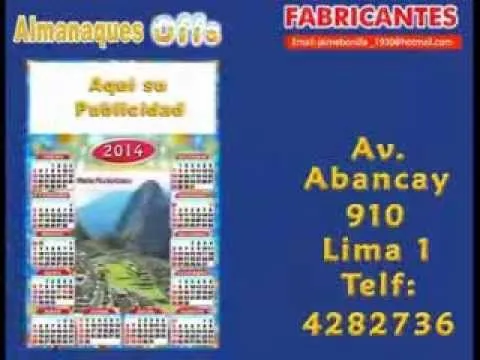 Almanaques Calendarios JIMI -El Cercado de Lima Telf 4282736 - YouTube Almanaques Calendarios JIMI -El Cercado de Lima Telf 4282736 - YouTube