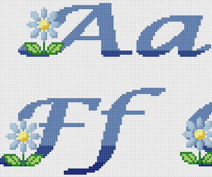 Alphabet Flowers - Cross Stitch Pattern - Alfabeto de flores en ... Alphabet Flowers - Cross Stitch Pattern - Alfabeto de flores en ...