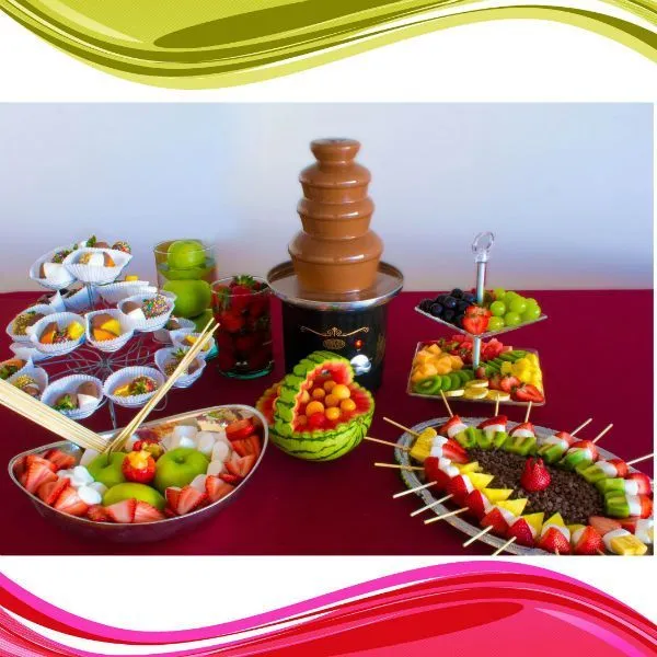 Alquiler de Fuentes de chocolate y decoración de mesa con pinchos ...