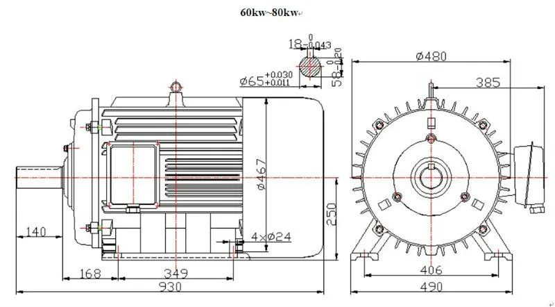 Alta eficiencia PM Motor síncrono 60-80kw-Motor CA-Identificación ...