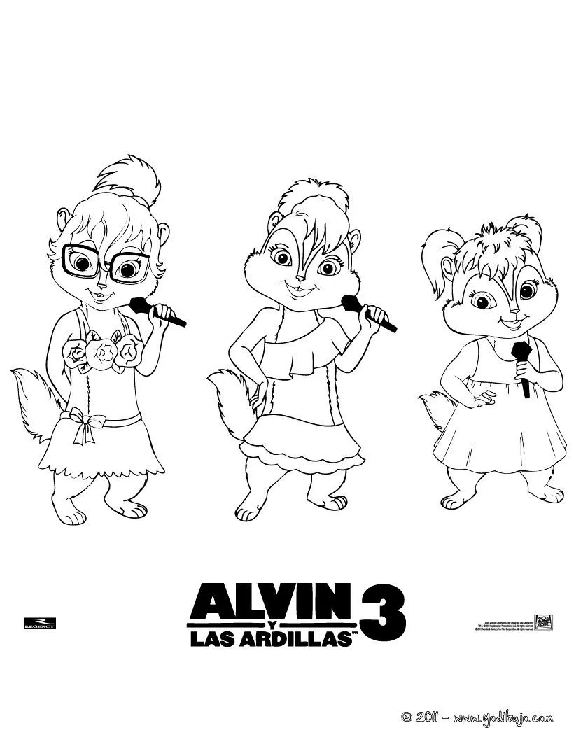 ALVIN Y LAS ARDILLAS para colorear - las CHIPETTES ALVIN Y LAS ARDILLAS para colorear - las CHIPETTES