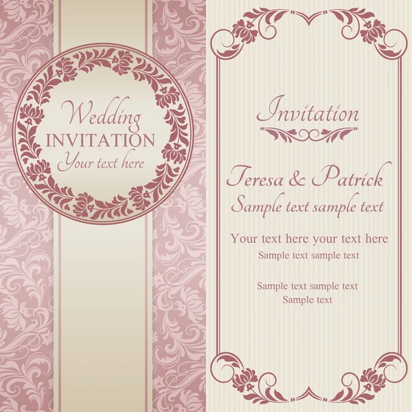 amarillento, rosado e invitación de boda barroco — Vector stock ...