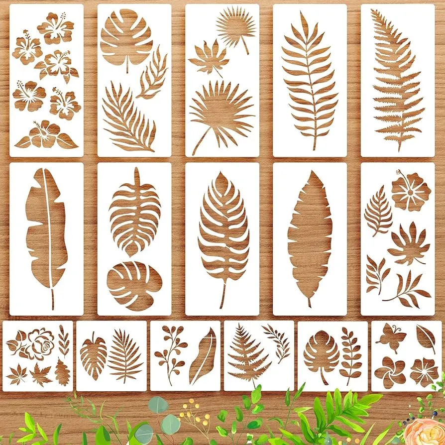 Amazon.com: 16 plantillas temáticas de hojas, plantillas de hojas tropicales, plantillas de impresión de hojas de palma, plantillas reutilizables de hojas de helecho para pintar en paredes de madera, decoración del hogar, Amazon.com: 16 plantillas temáticas de hojas, plantillas de hojas tropicales, plantillas de impresión de hojas de palma, plantillas reutilizables de hojas de helecho para pintar en paredes de madera, decoración del hogar,