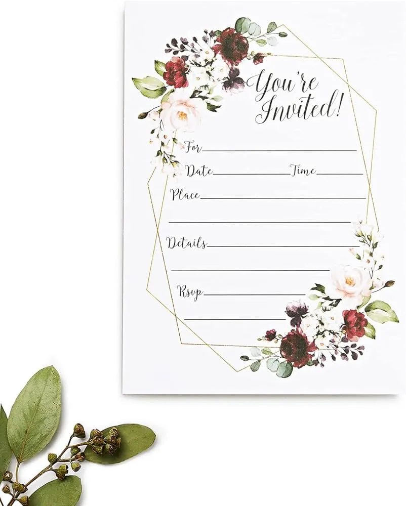 Amazon.com: All Ewired Up 50 elegantes marcos florales geométricos elegantes invitación burdeos Marsala dorado (tamaño grande 5 x 7) bodas, invitación de novia o baby shower, invitación de cumpleaños, cualquier ocasión (5 Amazon.com: All Ewired Up 50 elegantes marcos florales geométricos elegantes invitación burdeos Marsala dorado (tamaño grande 5 x 7) bodas, invitación de novia o baby shower, invitación de cumpleaños, cualquier ocasión (5