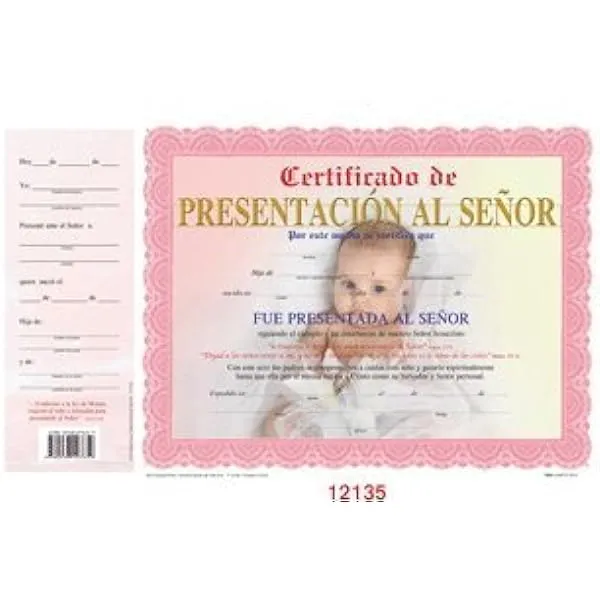 Amazon.com: Certificado De Presentacion Al Senor [12-ct] : Everything Else