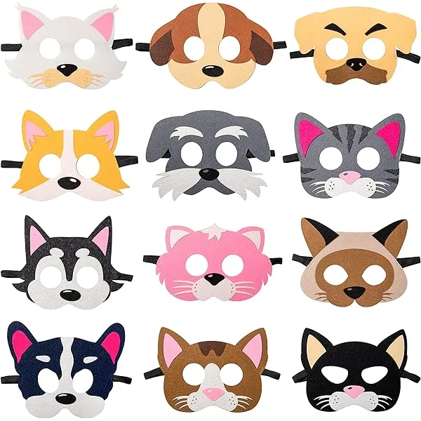 Amazon.com: CY2SIDE 12 máscaras elásticas y de fieltro con temática de perros y gatos para niños, disfraz de perro y gato, suministros para fiestas de disfraces, suministros para niños y niñas, para Amazon.com: CY2SIDE 12 máscaras elásticas y de fieltro con temática de perros y gatos para niños, disfraz de perro y gato, suministros para fiestas de disfraces, suministros para niños y niñas, para