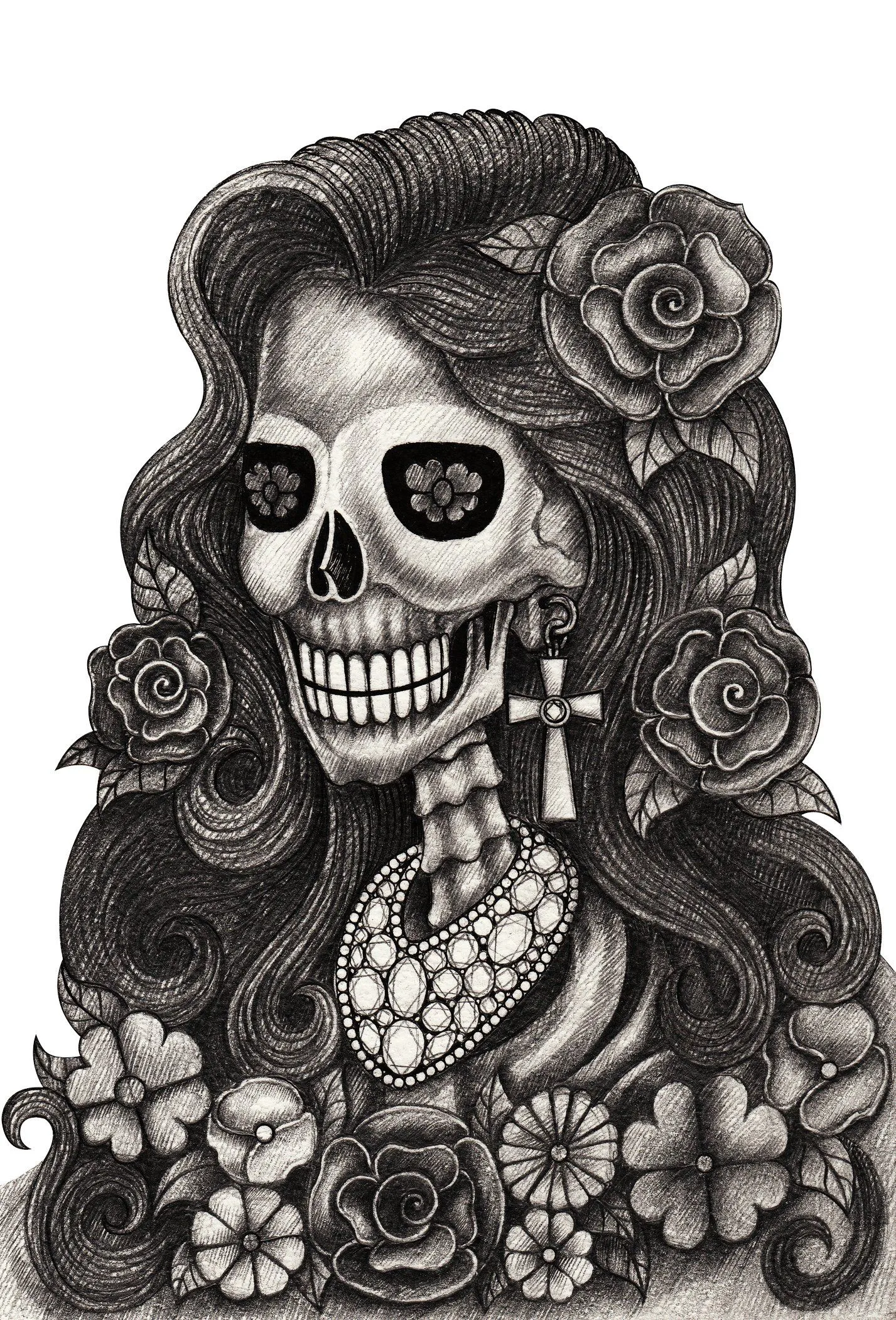 Amazon.com: Dibujo a lápiz Dia de los muertos dama con flor y rosas vinilo calcomanía : Automotriz Amazon.com: Dibujo a lápiz Dia de los muertos dama con flor y rosas vinilo calcomanía : Automotriz
