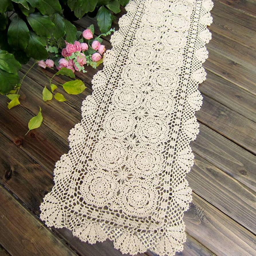 Amazon.com: KEPSWET - Camino de mesa rectangular de algodón, hecho a mano, estilo de crochet para mesa auxiliar, color beige : Hogar y Cocina Amazon.com: KEPSWET - Camino de mesa rectangular de algodón, hecho a mano, estilo de crochet para mesa auxiliar, color beige : Hogar y Cocina