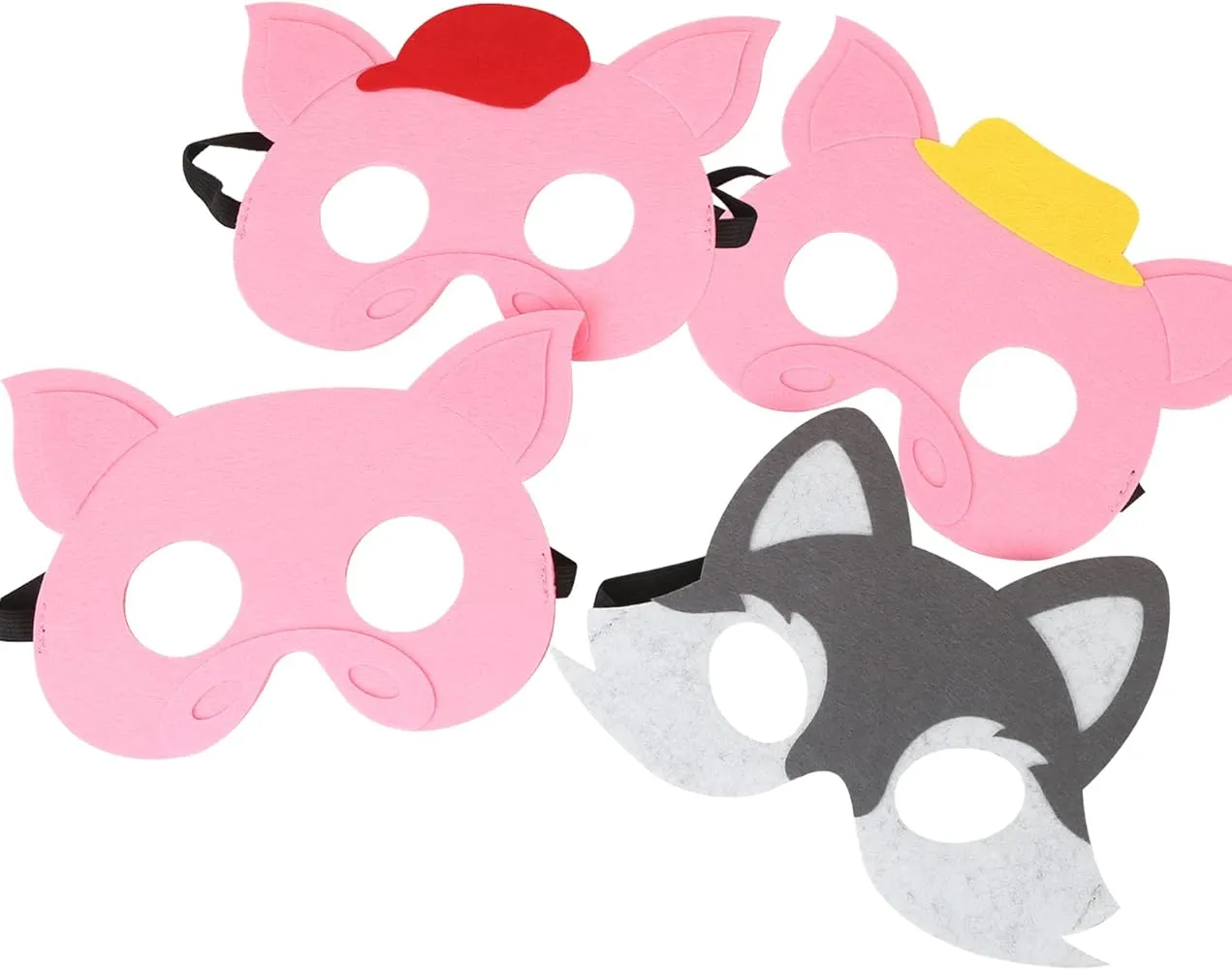 Amazon.com: 4 máscaras de tres cerditos y lobo grande malo, máscara de fieltro de media cara para niños, disfraz de 3 cerditos y lobo para fiestas de disfraces de niños, suministros de Amazon.com: 4 máscaras de tres cerditos y lobo grande malo, máscara de fieltro de media cara para niños, disfraz de 3 cerditos y lobo para fiestas de disfraces de niños, suministros de