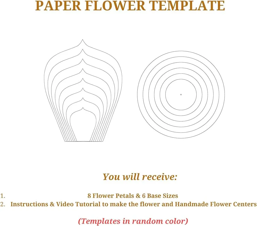 Amazon.com: Plantillas de flores de papel para hacer flores de papel gigantes de 4-25 pulgadas, juego de 9 tamaños de pétalos, 6 bases más centros de flores hechos a mano Tutorial : Amazon.com: Plantillas de flores de papel para hacer flores de papel gigantes de 4-25 pulgadas, juego de 9 tamaños de pétalos, 6 bases más centros de flores hechos a mano Tutorial :